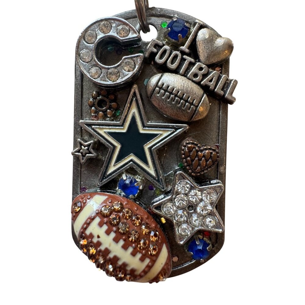 Dallas Cowboys Football-Themed Pendant Necklace With Crystal Accents